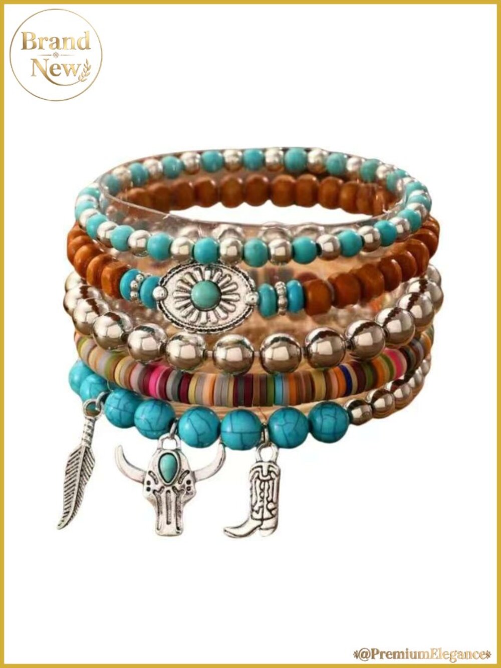 Western Turquoise Beaded Bracelet, Stackable Cowgirl Jewelry, Country Concert